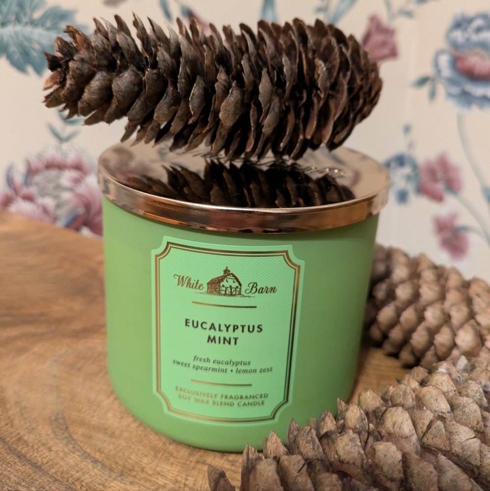 White Barn Eucalyptus Mint 3-Wick Candle - NEW 14.5oz - Picture 3 of 4